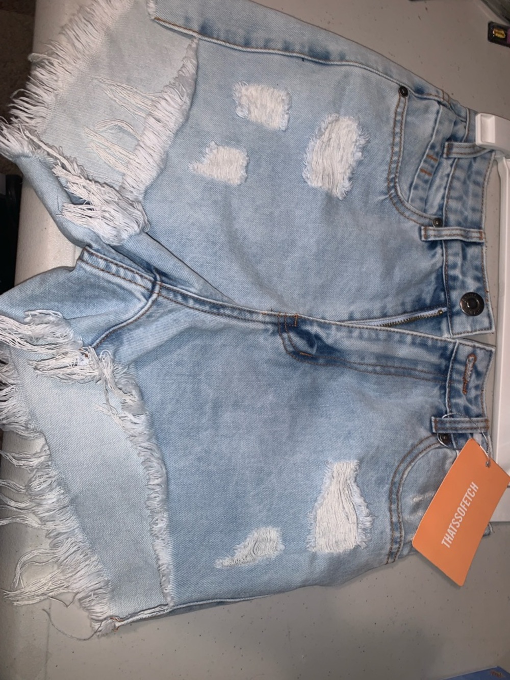 NEW- THATSSOFETCH  Denim Frayed Hem Shorts